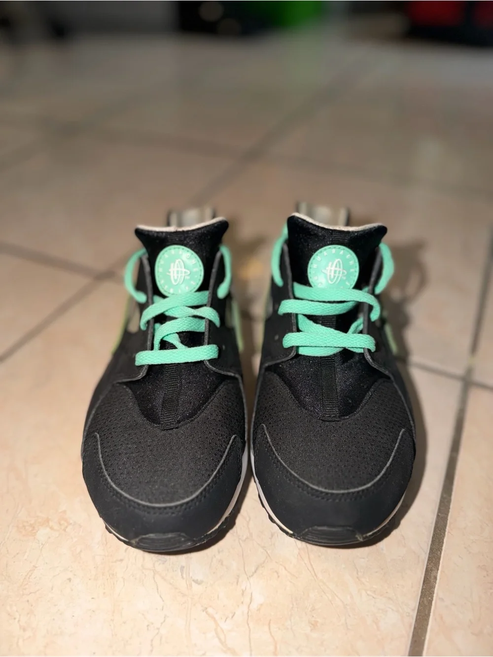 Nike Kids Black Sneakers with Mint Green Details - Casual Athletic Shoes